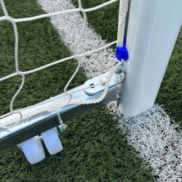 Juego porterías aluminio fútbol 7 90 mm abatibles con arquillos cincados