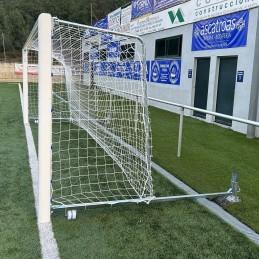 Juego porterías aluminio fútbol 7 90 mm abatibles con arquillos cincados