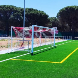 JUEGO PORTERÍAS ALUMINIO FÚTBOL 7  120X100 MM ABATIBLES CON ARQUILLOS GALVANIZADOS EN CALIENTE