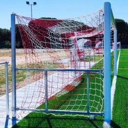 Juego porterías aluminio fútbol 7  120x100 mm abatibles con arquillos galvanizados en caliente