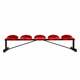 Banco metálico con asientos rojo pvc-5 plazas-