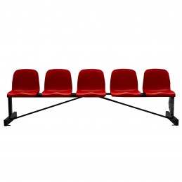 Banco metálico new con asiento rojo pvc -5 plazas-