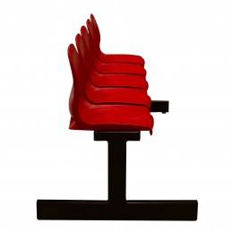 Banco metálico new con asiento rojo pvc -5 plazas-