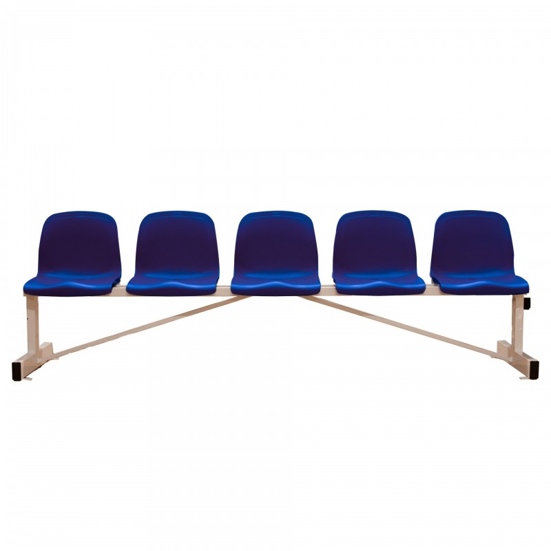 Banco metálico new con asiento azul pvc -5 plazas-