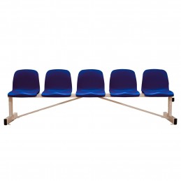 Banco metálico new con asiento azul pvc -5 plazas-